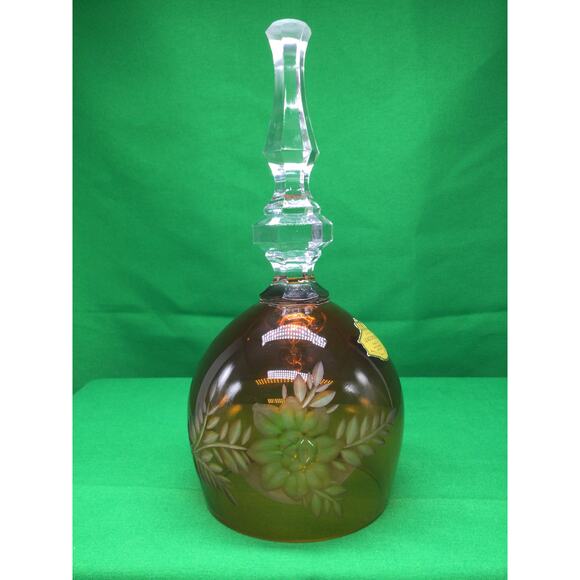 Vintage West Germany Amber Lead Crystal Bell - Picture 1 of 7